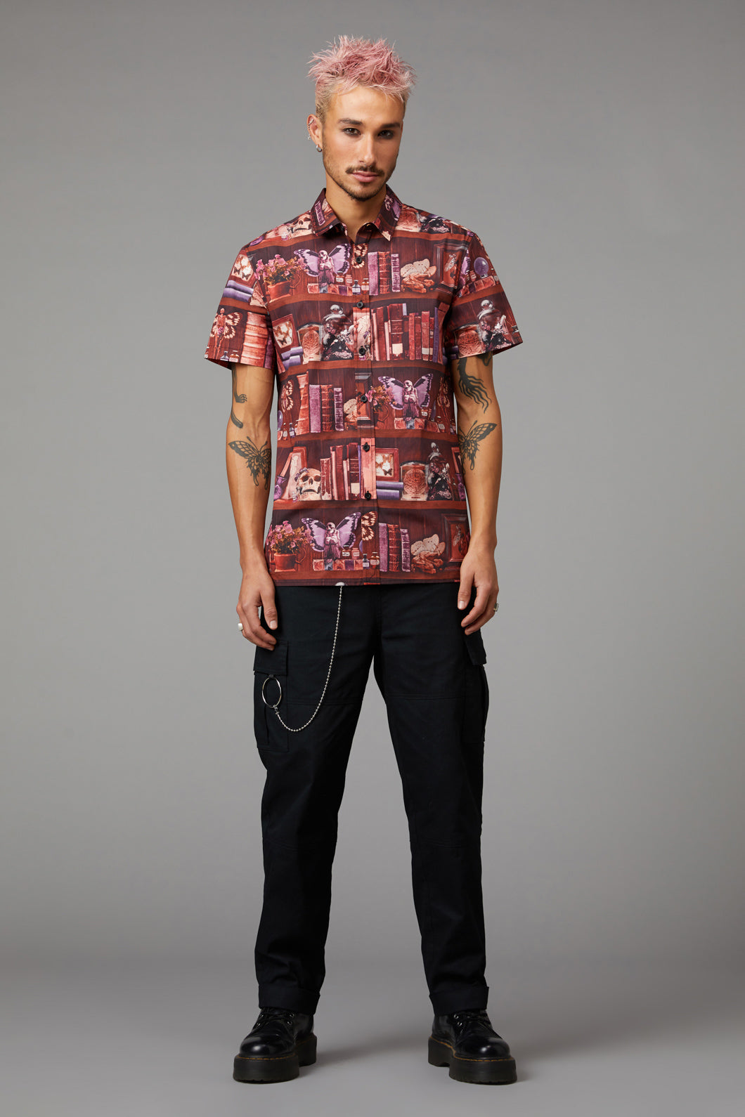 Black Friday - Bookish Print Short Sleeve Shirt - multi
