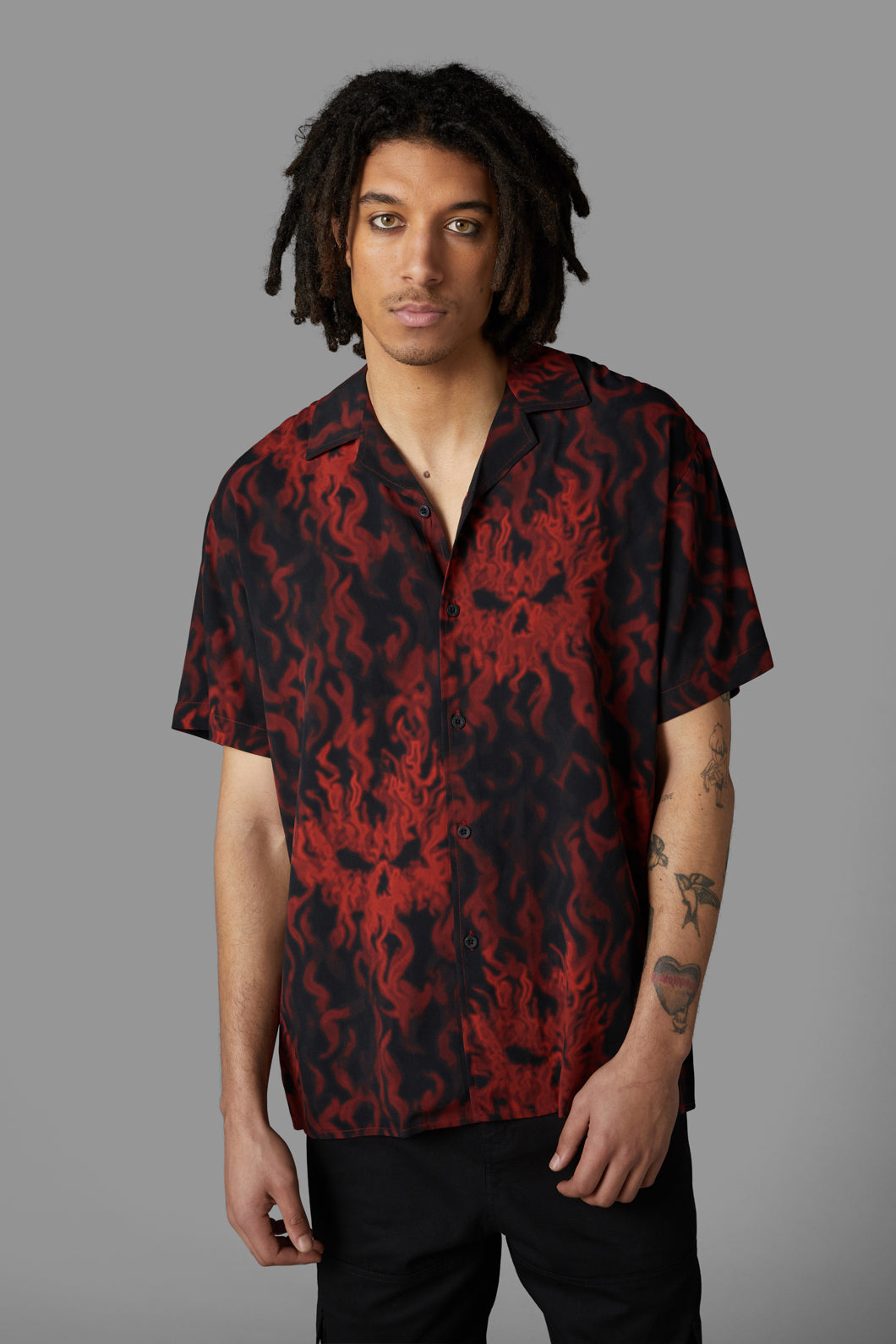 Black Friday - Up In Flames Short Sleeve Shirt - red