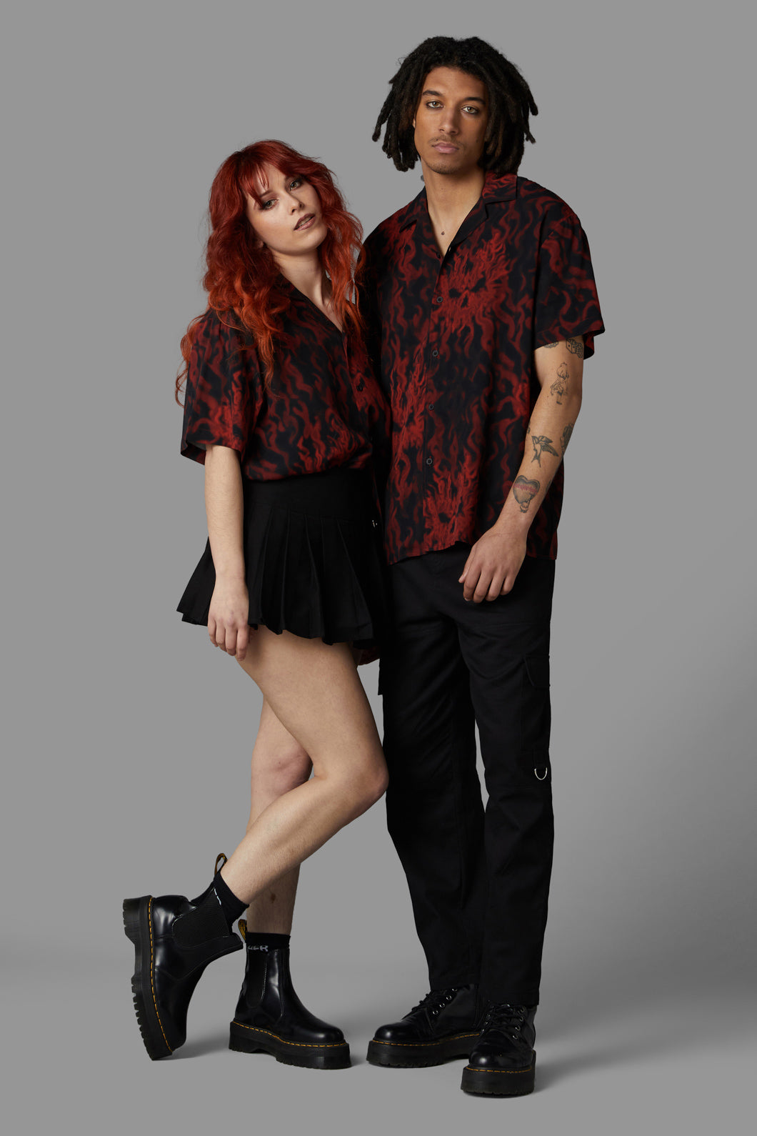 Black Friday - Up In Flames Short Sleeve Shirt - red