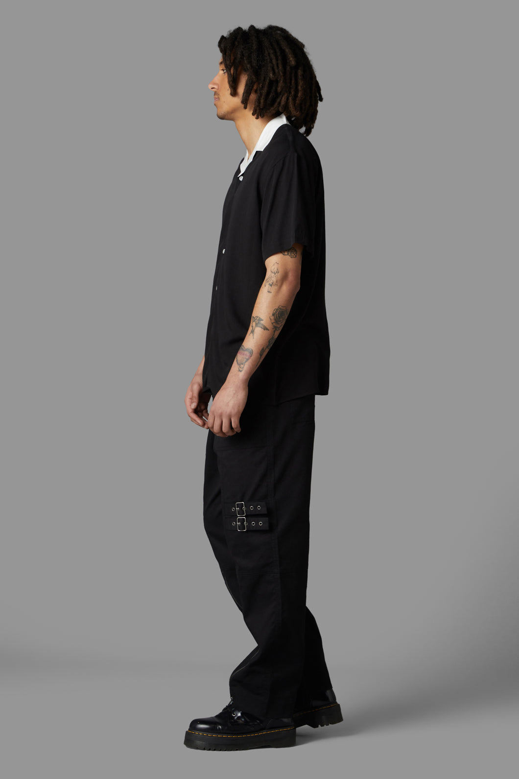 Black Friday - Contrast Collar Short Sleeve Shirt - black