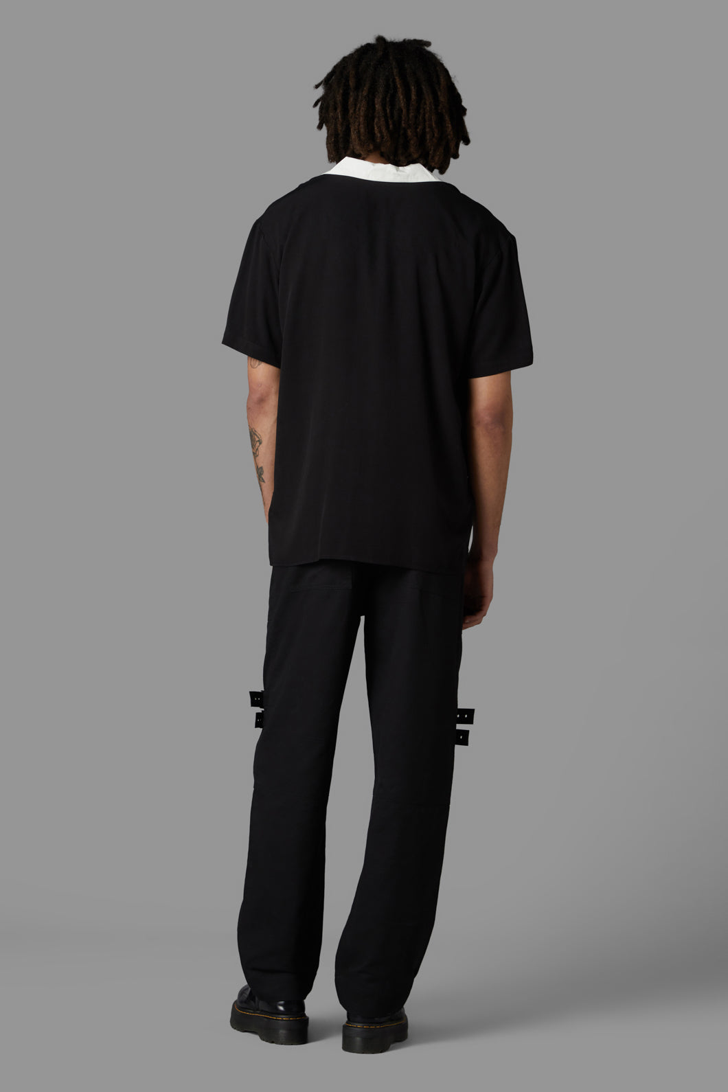 Black Friday - Contrast Collar Short Sleeve Shirt - black