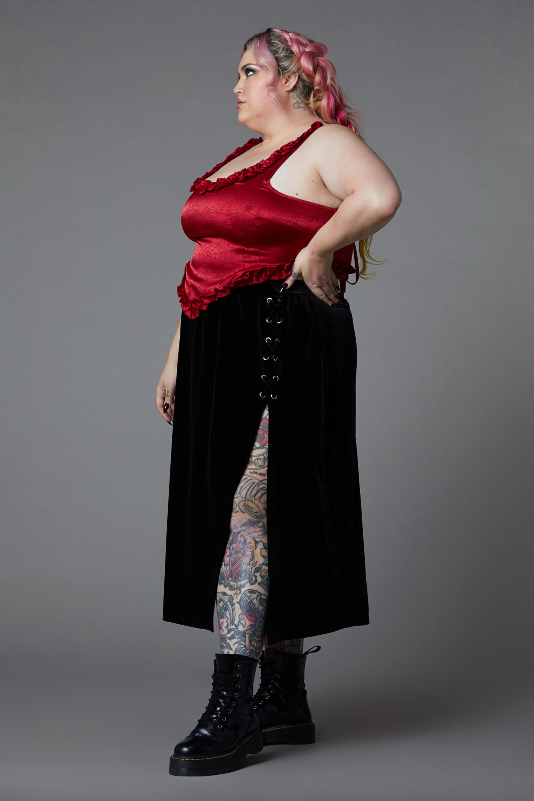 Black Friday - Curve Nadja Gothic Corset Top - red