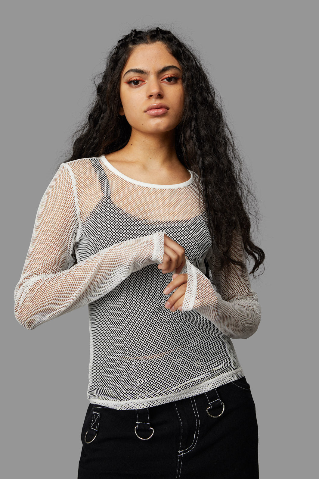 Black Friday - Dead Inside Mesh Top - white