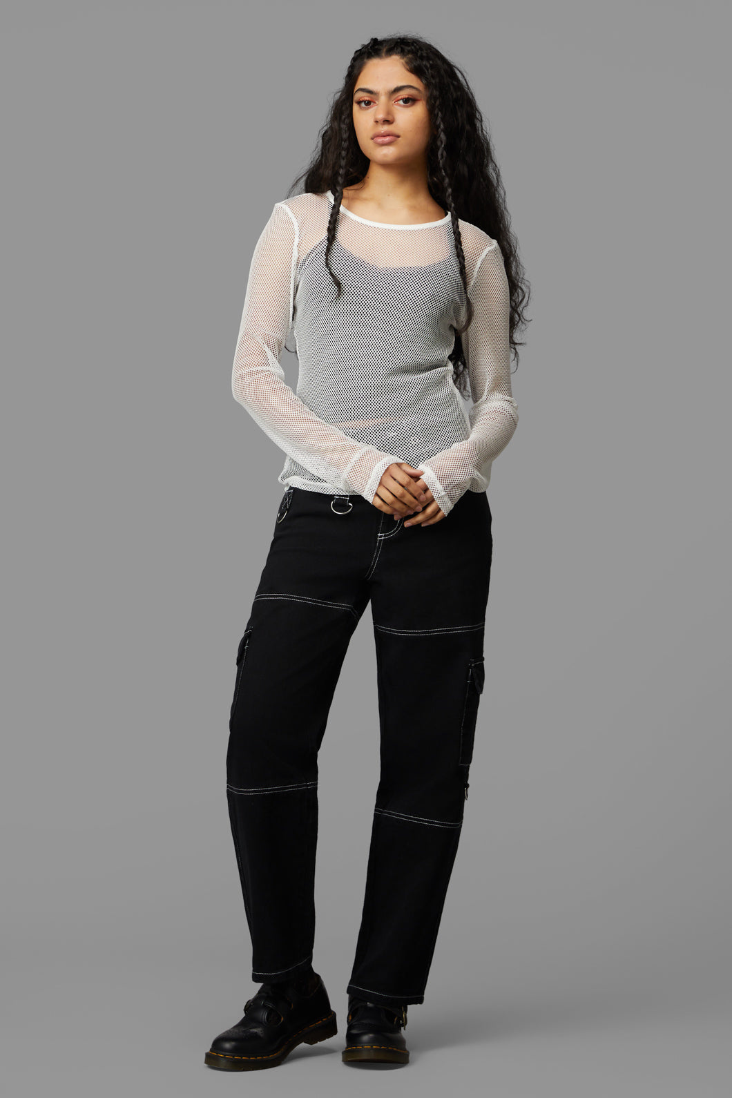 Black Friday - Dead Inside Mesh Top - white