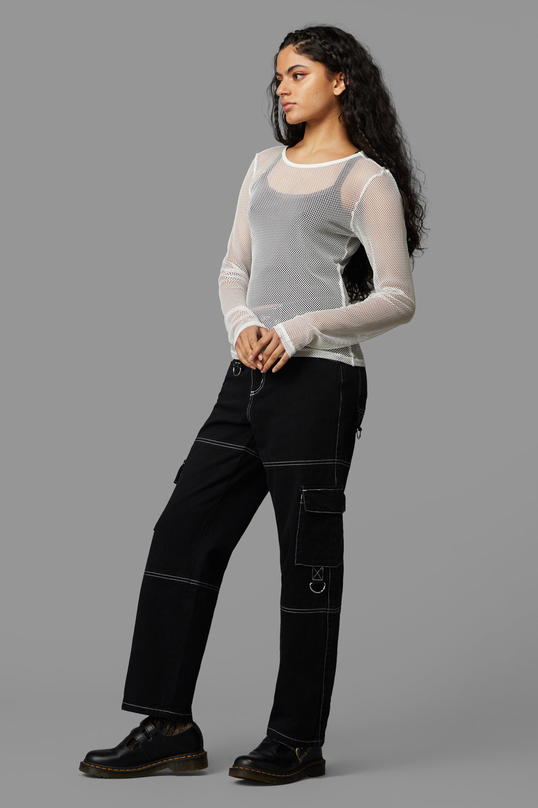 Black Friday - Dead Inside Mesh Top - white