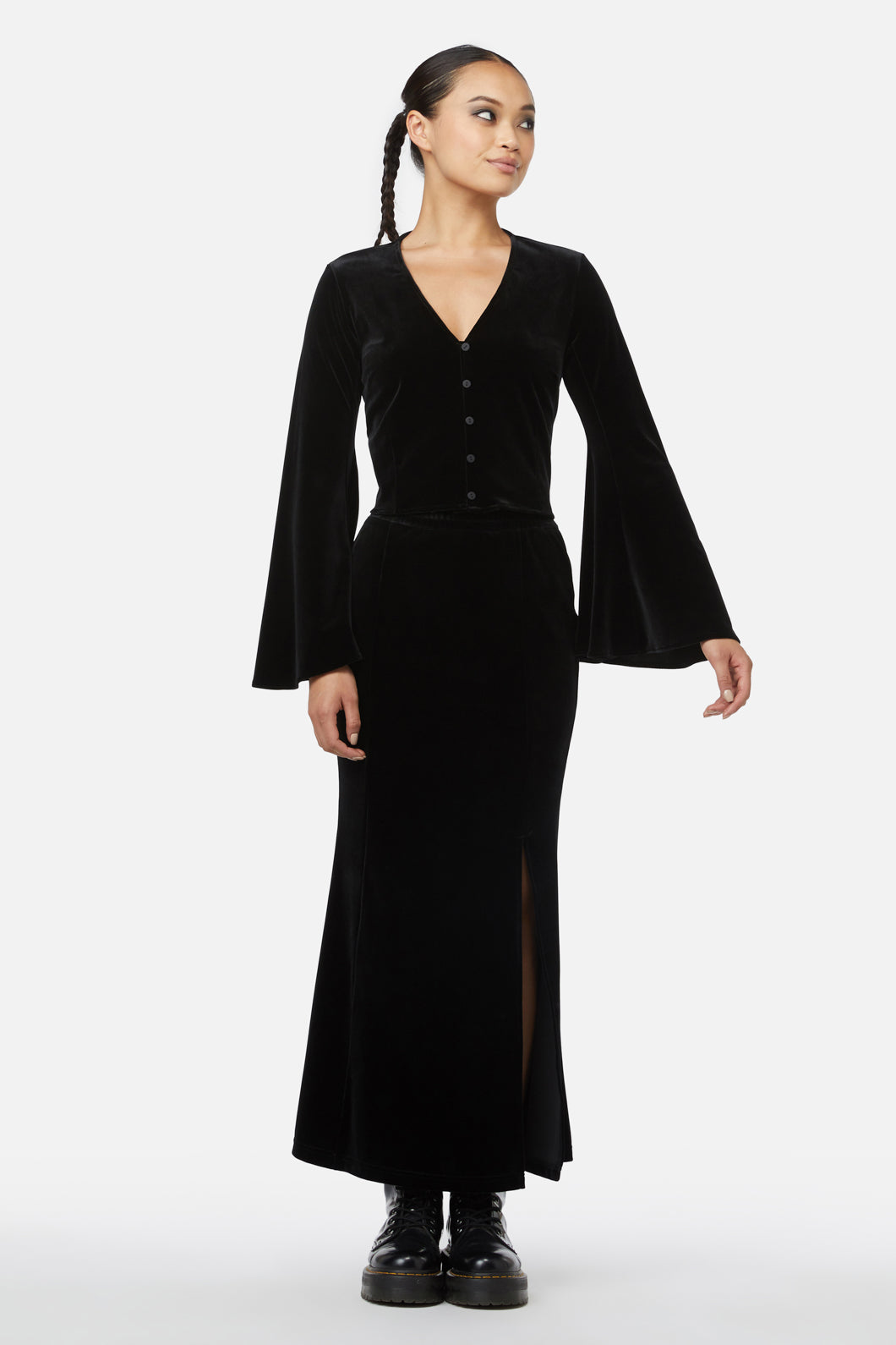 Black Friday - Obsidian Velvet Flare Top - black