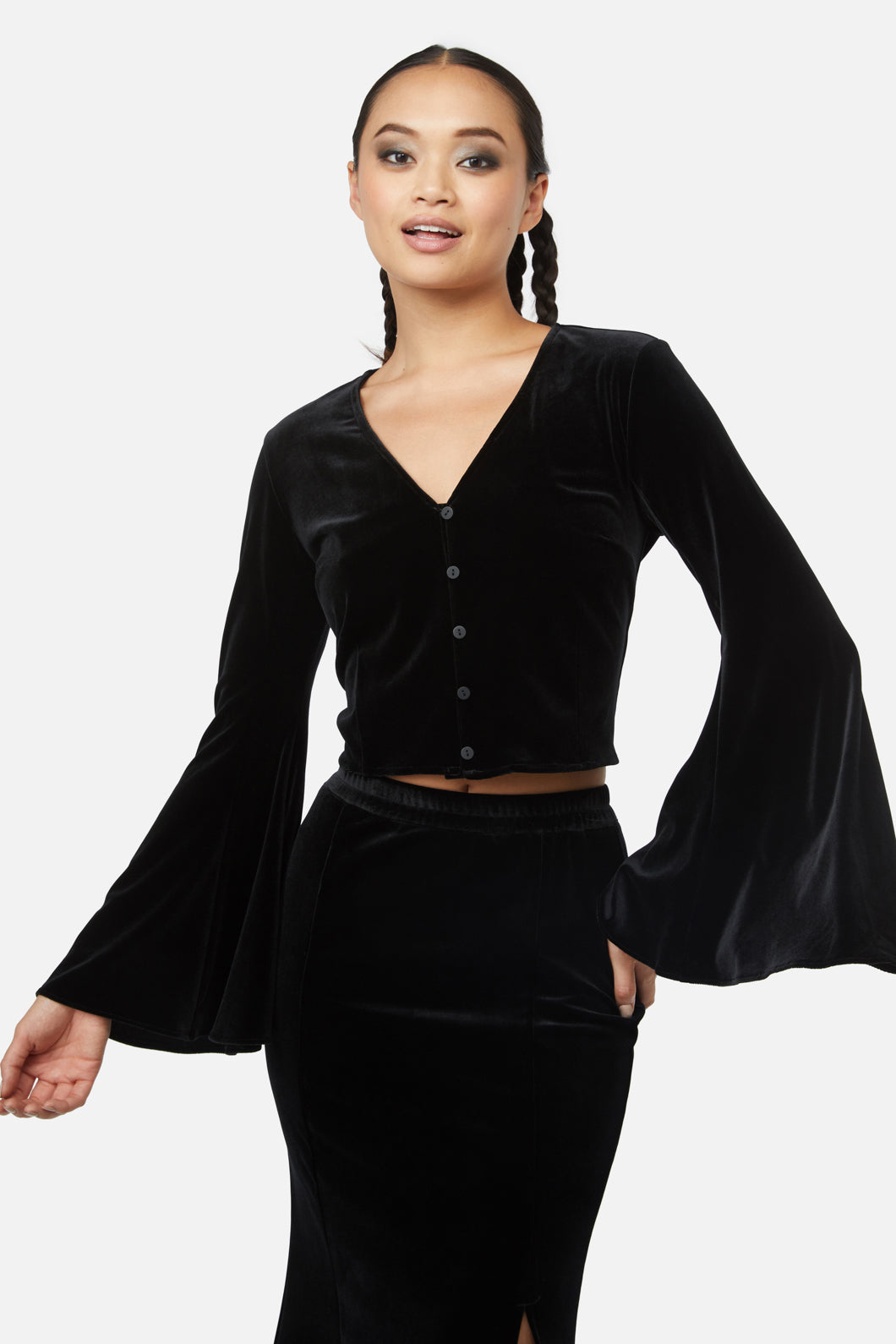 Black Friday - Obsidian Velvet Flare Top - black