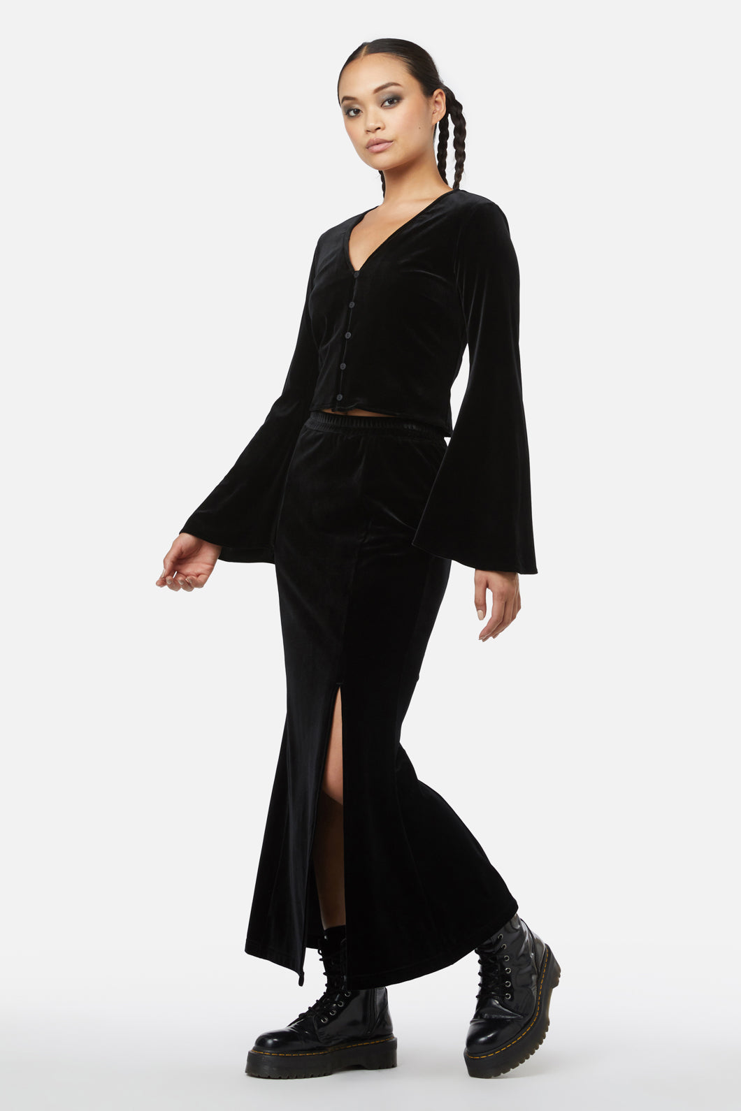 Black Friday - Obsidian Velvet Flare Top - black
