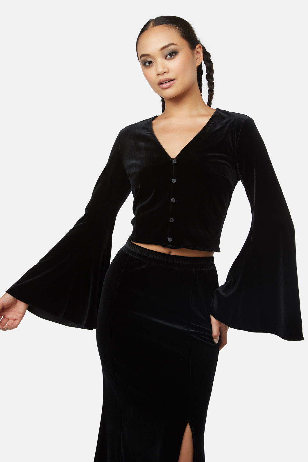 Black Friday - Obsidian Velvet Flare Top - black