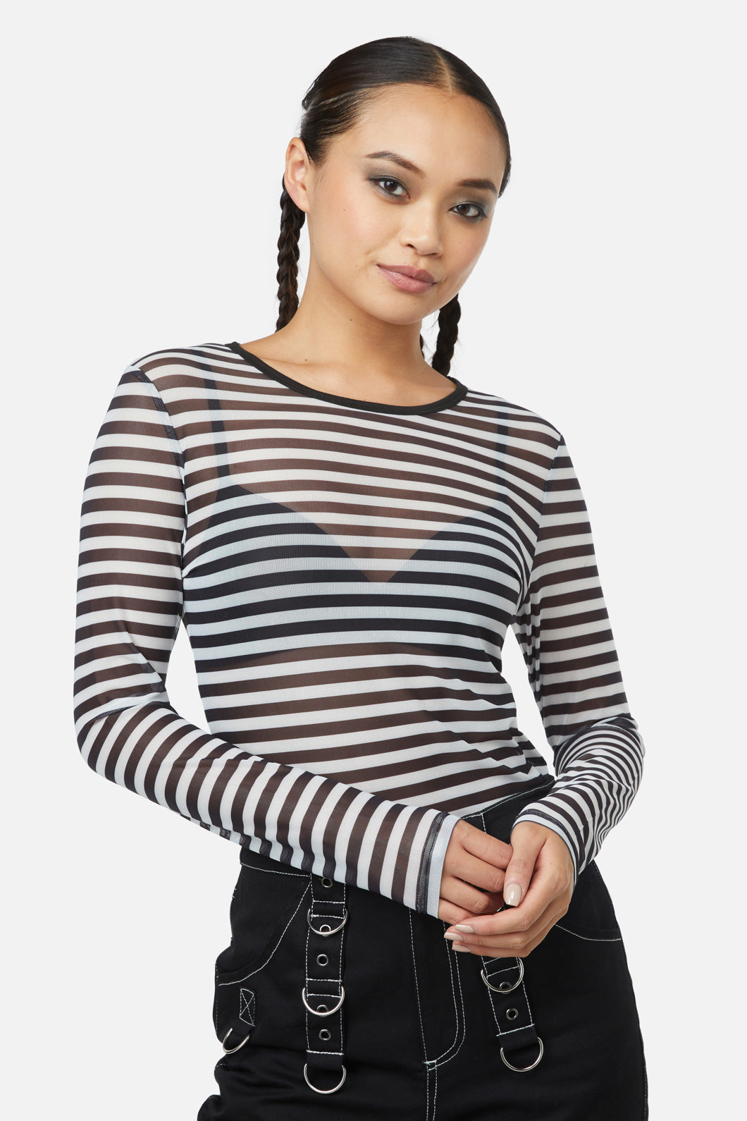 Black Friday - Jiji Mesh Top - black-white