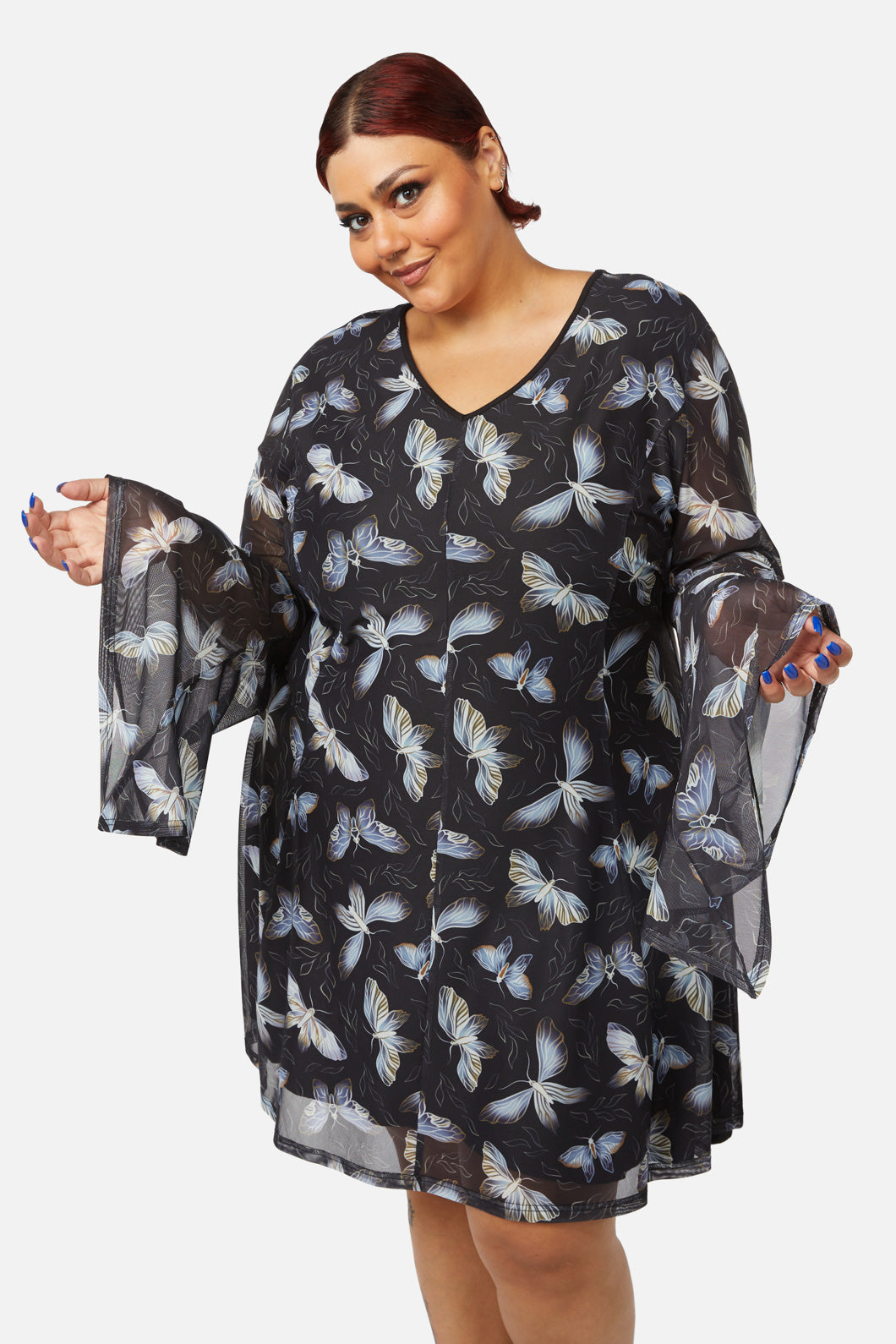 Black Friday - Curve Larvae Mesh Dress - black