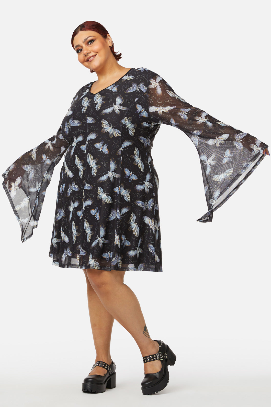 Black Friday - Curve Larvae Mesh Dress - black