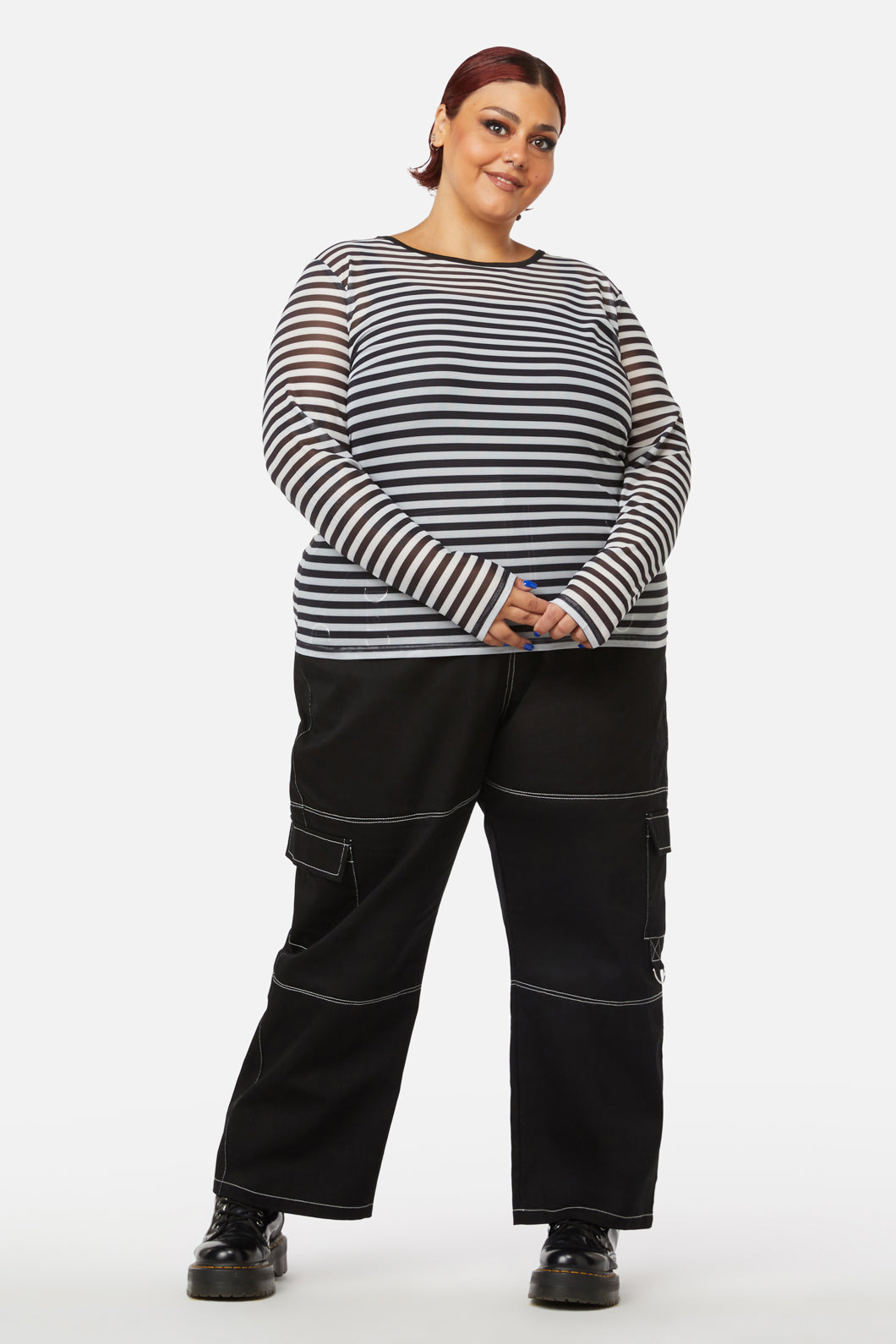 Black Friday - Curve Jiji Mesh Top - black-white