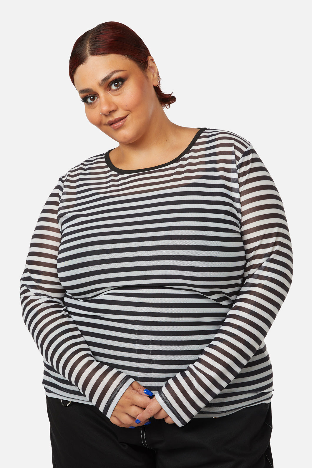 Black Friday - Curve Jiji Mesh Top - black-white
