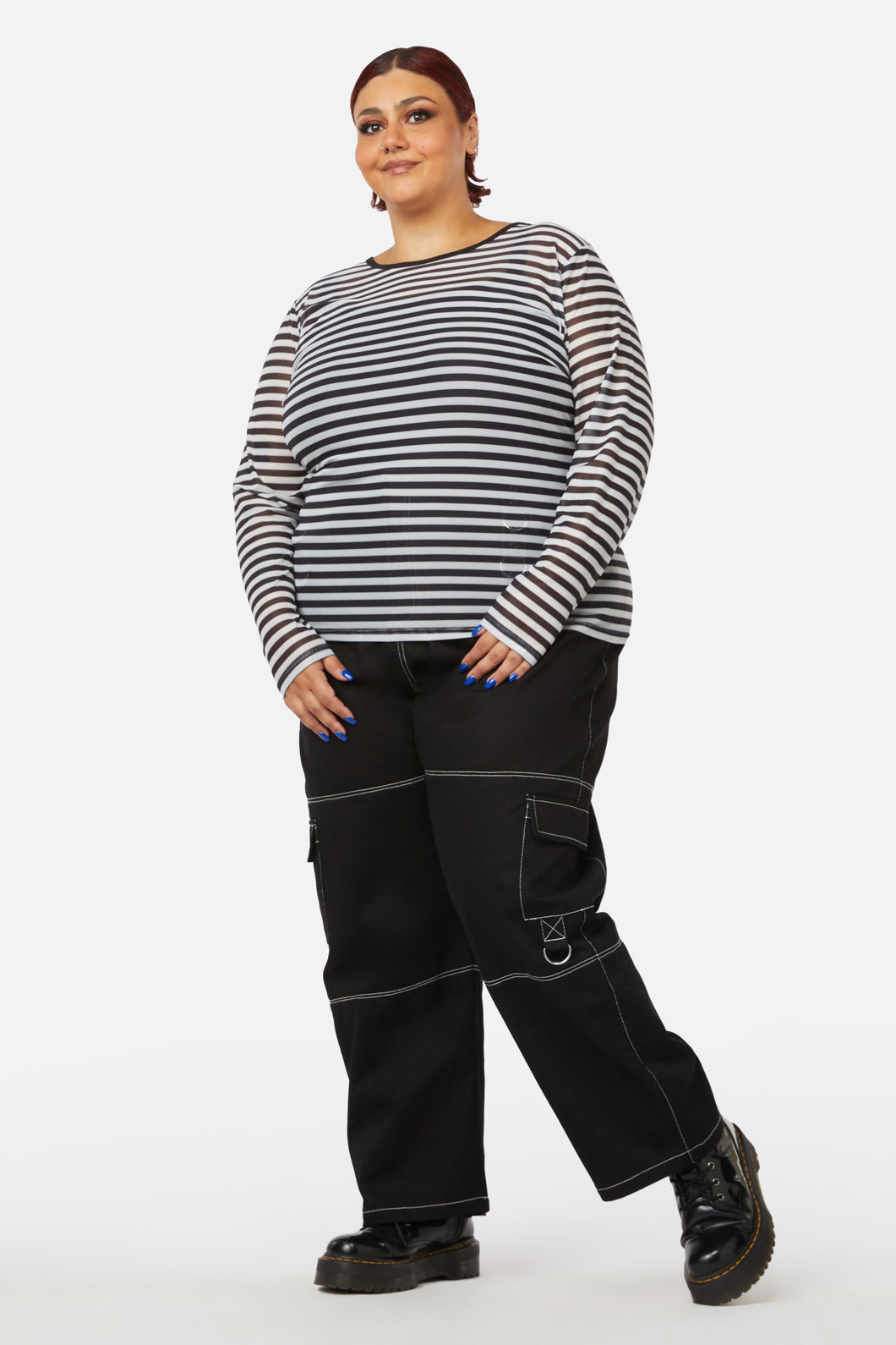 Black Friday - Curve Jiji Mesh Top - black-white