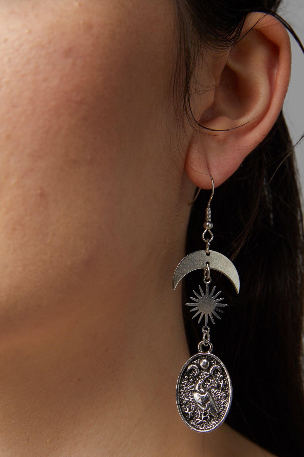 Black Friday - Raven Charm Earrings - silver