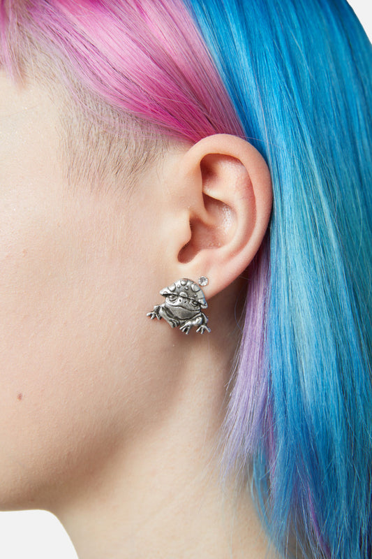 Black Friday - Froggy Shroom Studs - silver