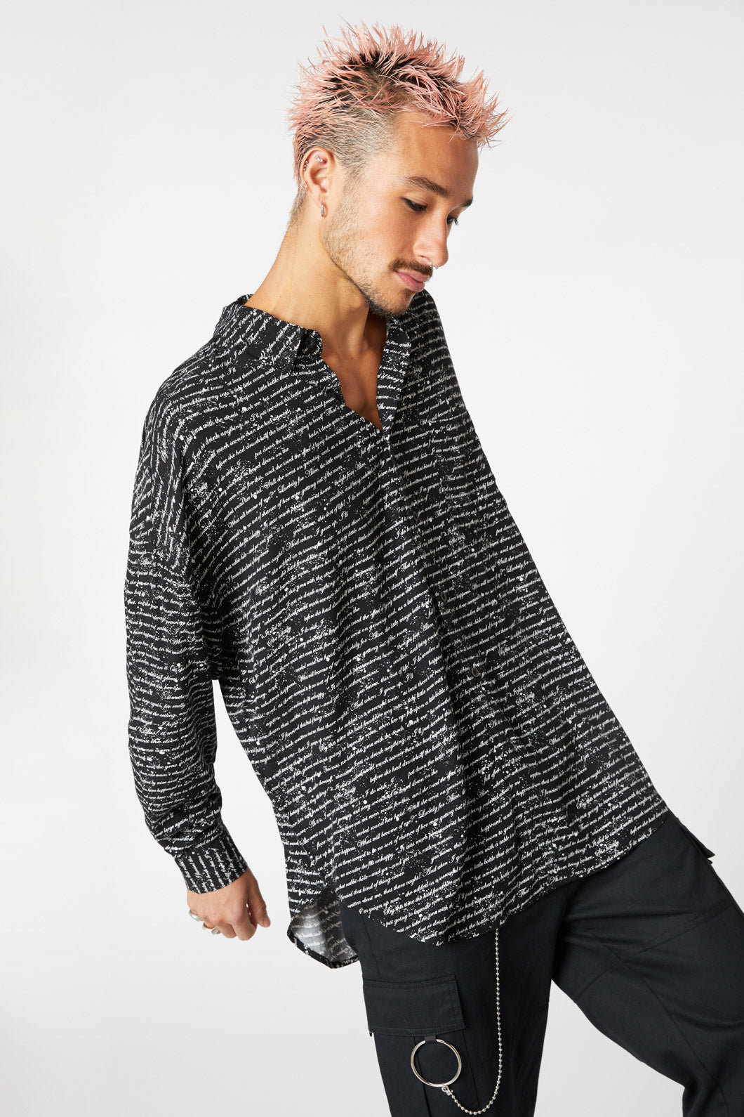 Dangerfield - Read It Again Long Sleeve Shirt - black-white