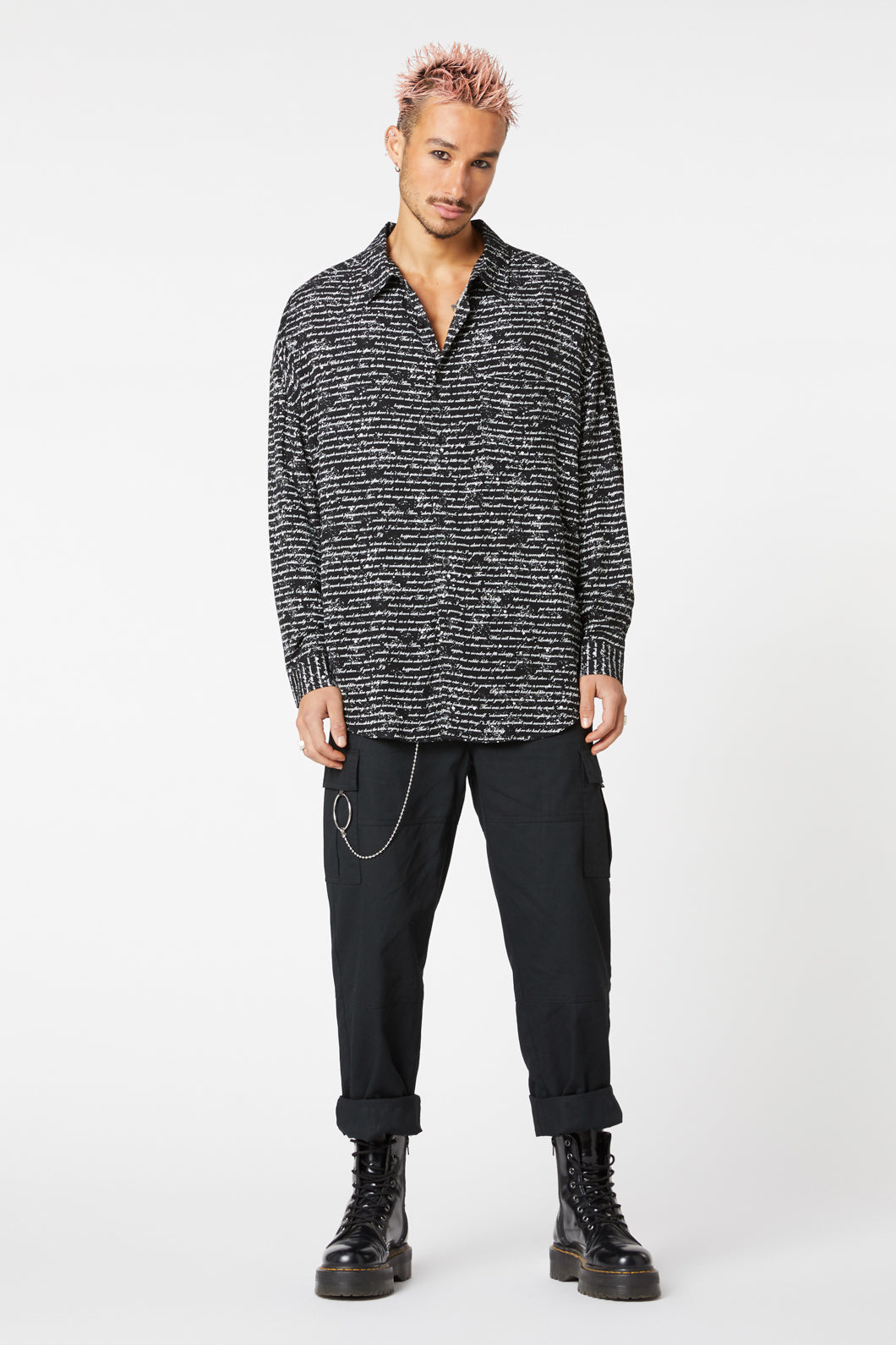 Dangerfield - Read It Again Long Sleeve Shirt - black-white