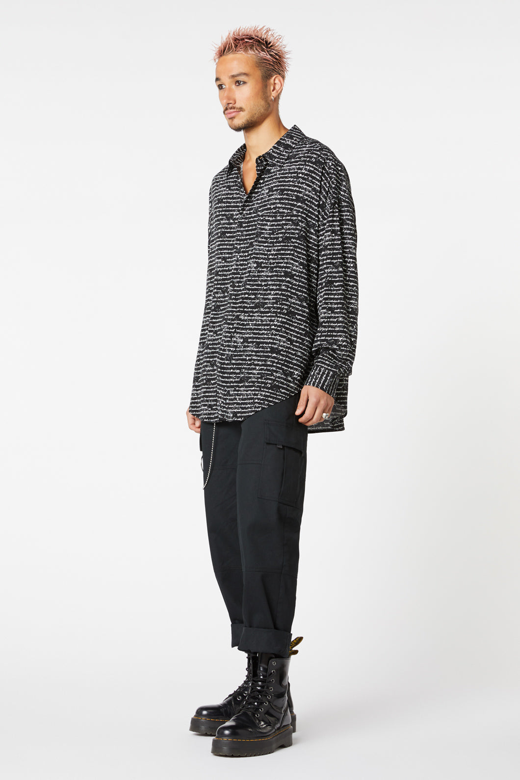 Dangerfield - Read It Again Long Sleeve Shirt - black-white