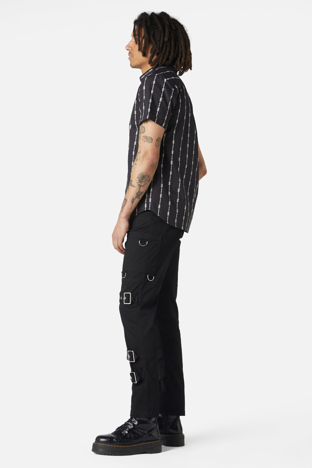 Dangerfield - Barbed Wire Short Sleeve Shirt - black-white
