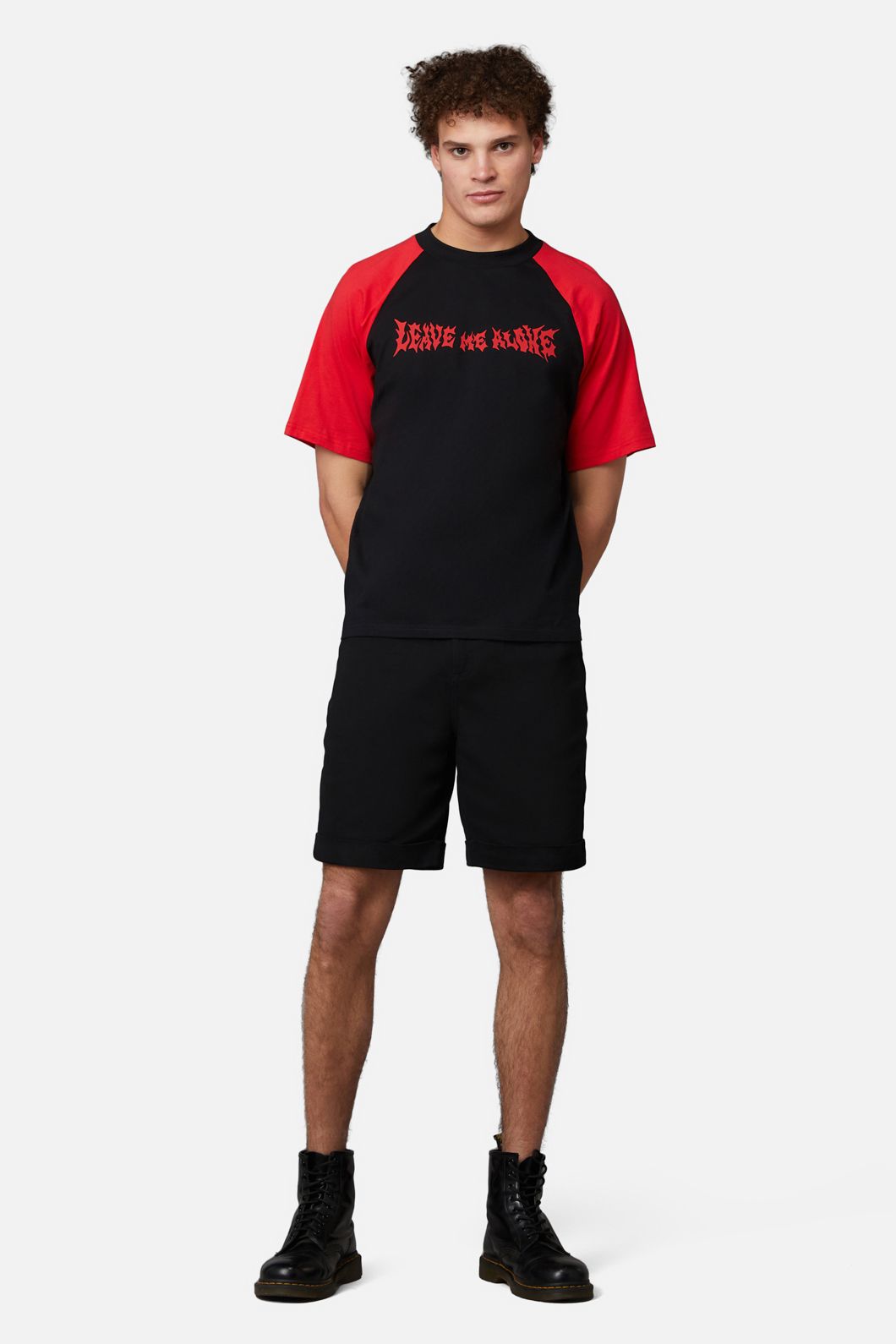 Dangerfield - Leave Me Alone Contrast Raglan Tee - black-red