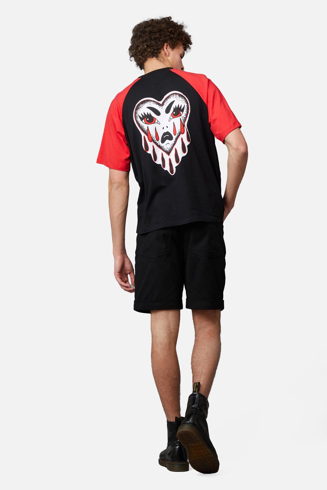 Dangerfield - Leave Me Alone Contrast Raglan Tee - black-red