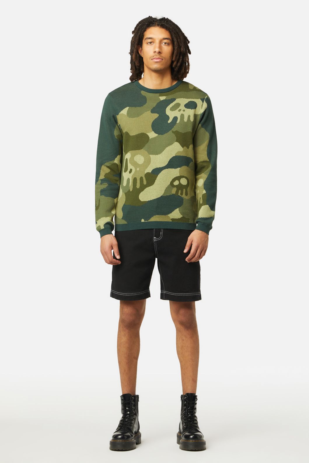 Dangerfield - Nook Of The Garden Camo Knit Jumper - green