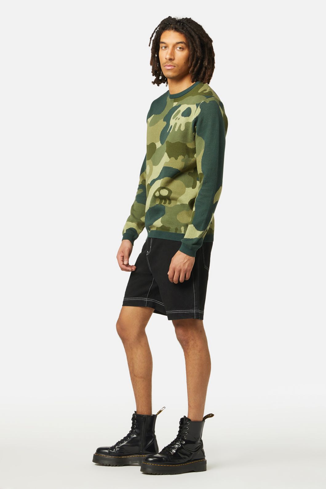 Dangerfield - Nook Of The Garden Camo Knit Jumper - green