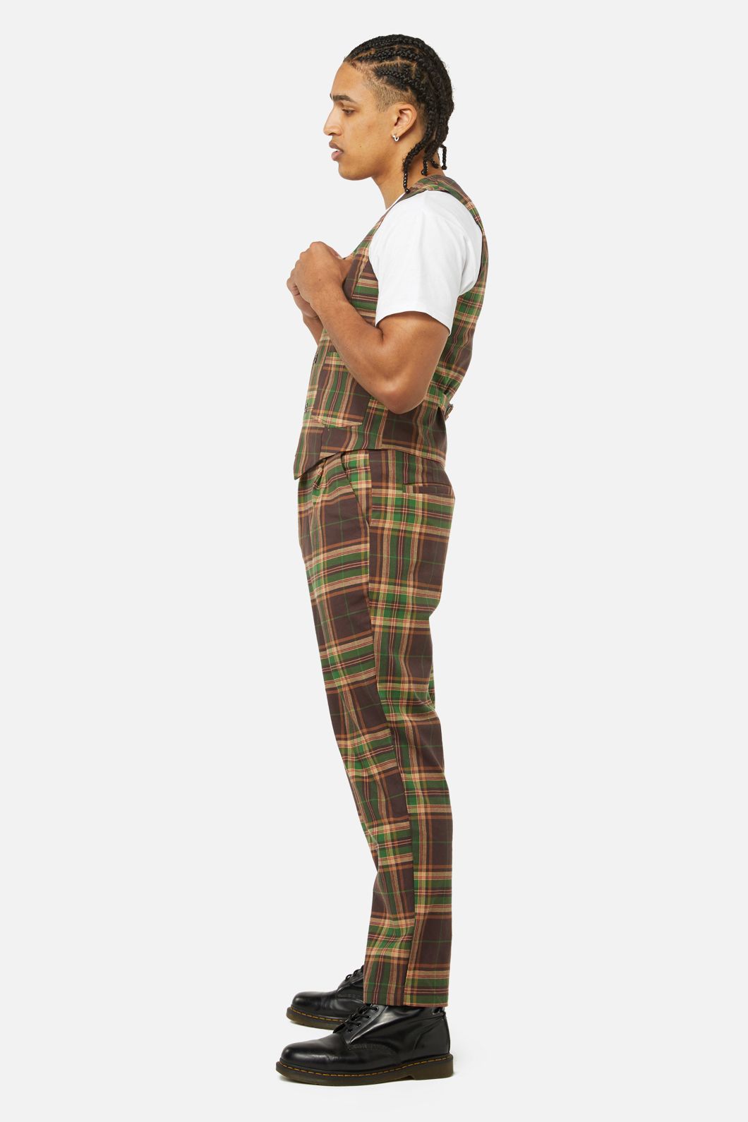 Dangerfield - Triassic Tartan Pocket Vest - brown
