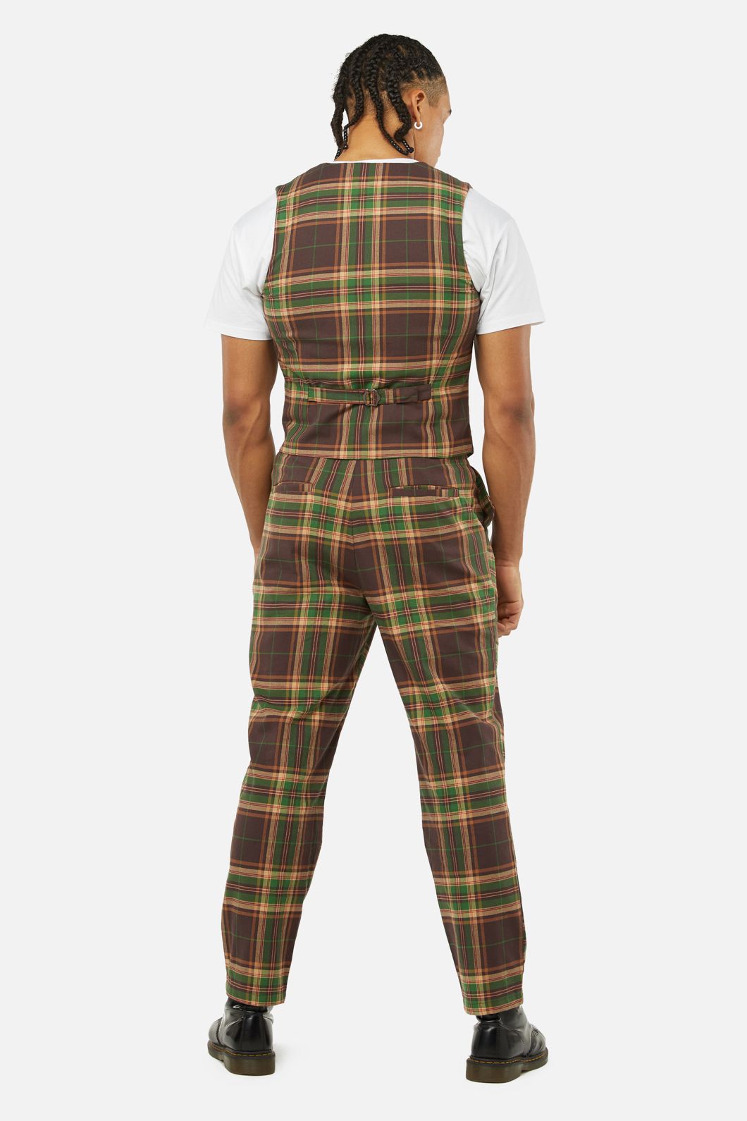 Dangerfield - Triassic Tartan Pocket Vest - brown