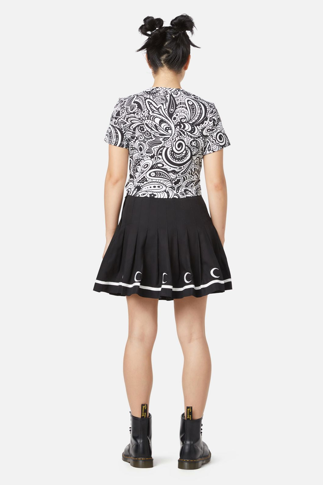 Dangerfield - Acid Paisley Jersey Crop Tee - white-black