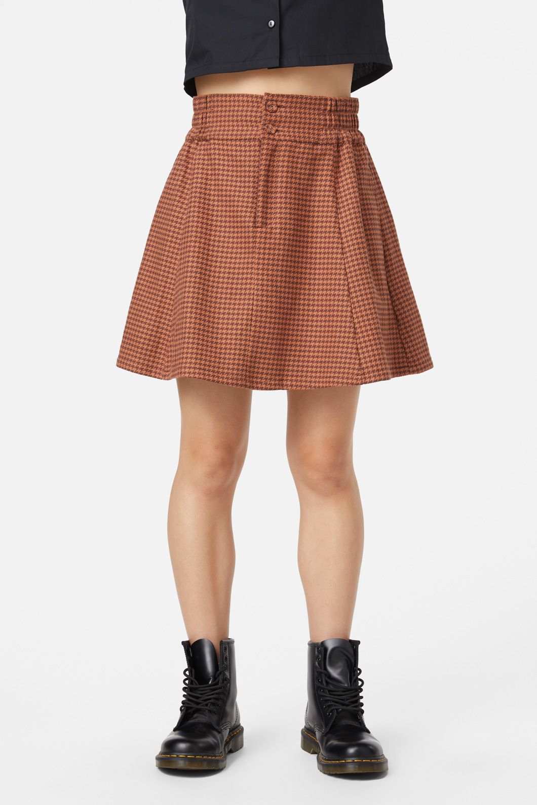 Dangerfield - Dodo Houndstooth Skirt - brown