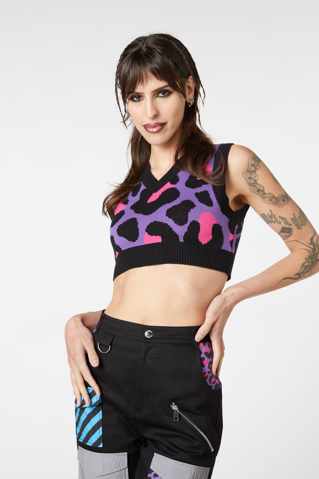 Dangerfield - Major Meow Cropped Knit - multi