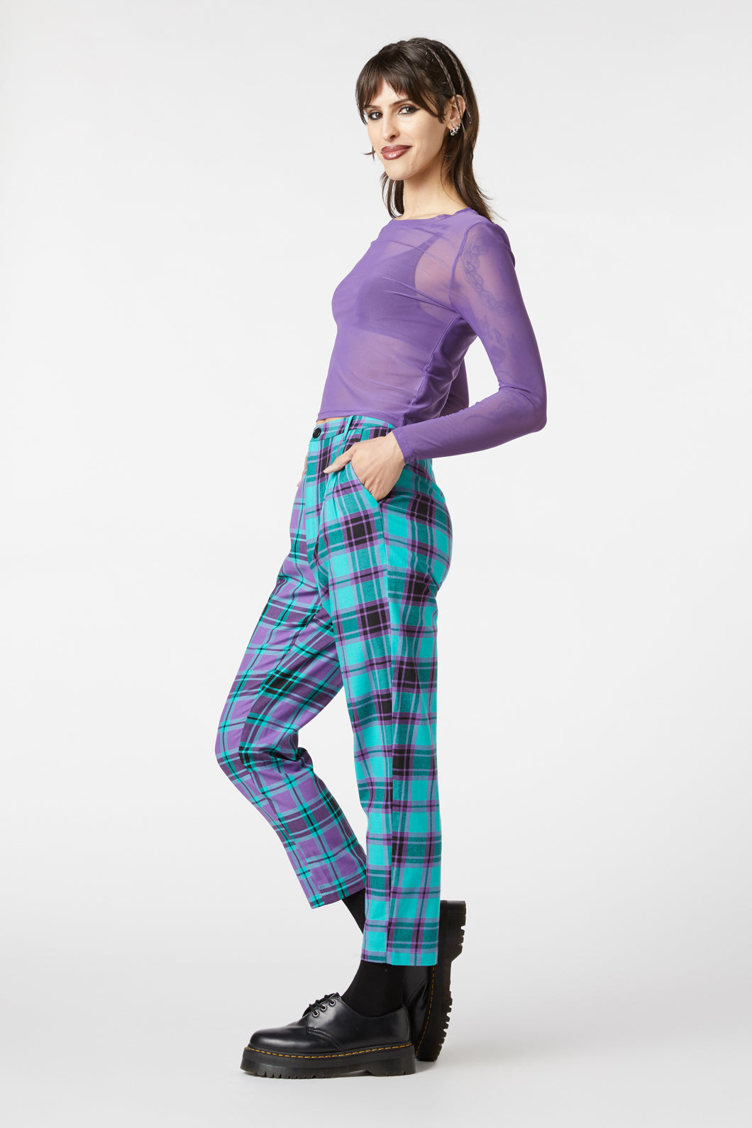 Dangerfield - Classic Plain Mesh Top - purple