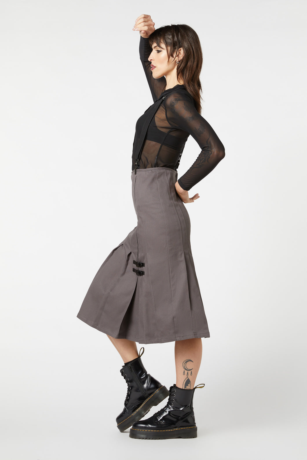 Dangerfield - Time & Date Pleated Skirt - charcoal