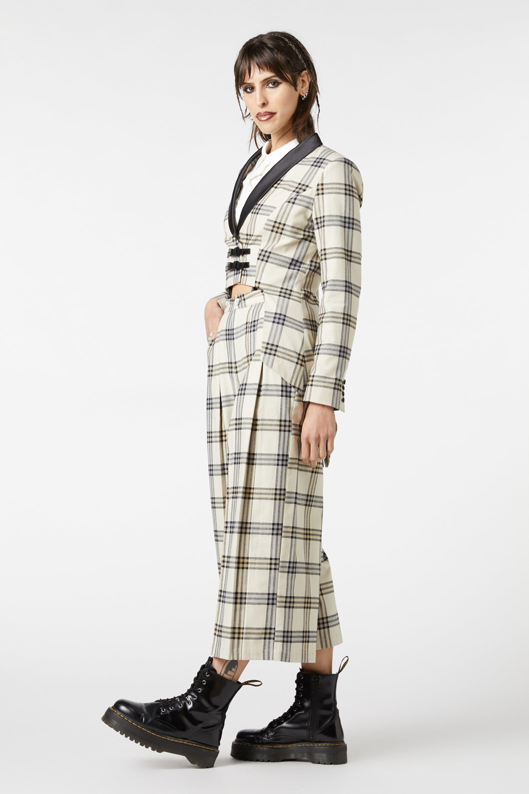 Dangerfield - Crescent Tartan Tail Coat - beige