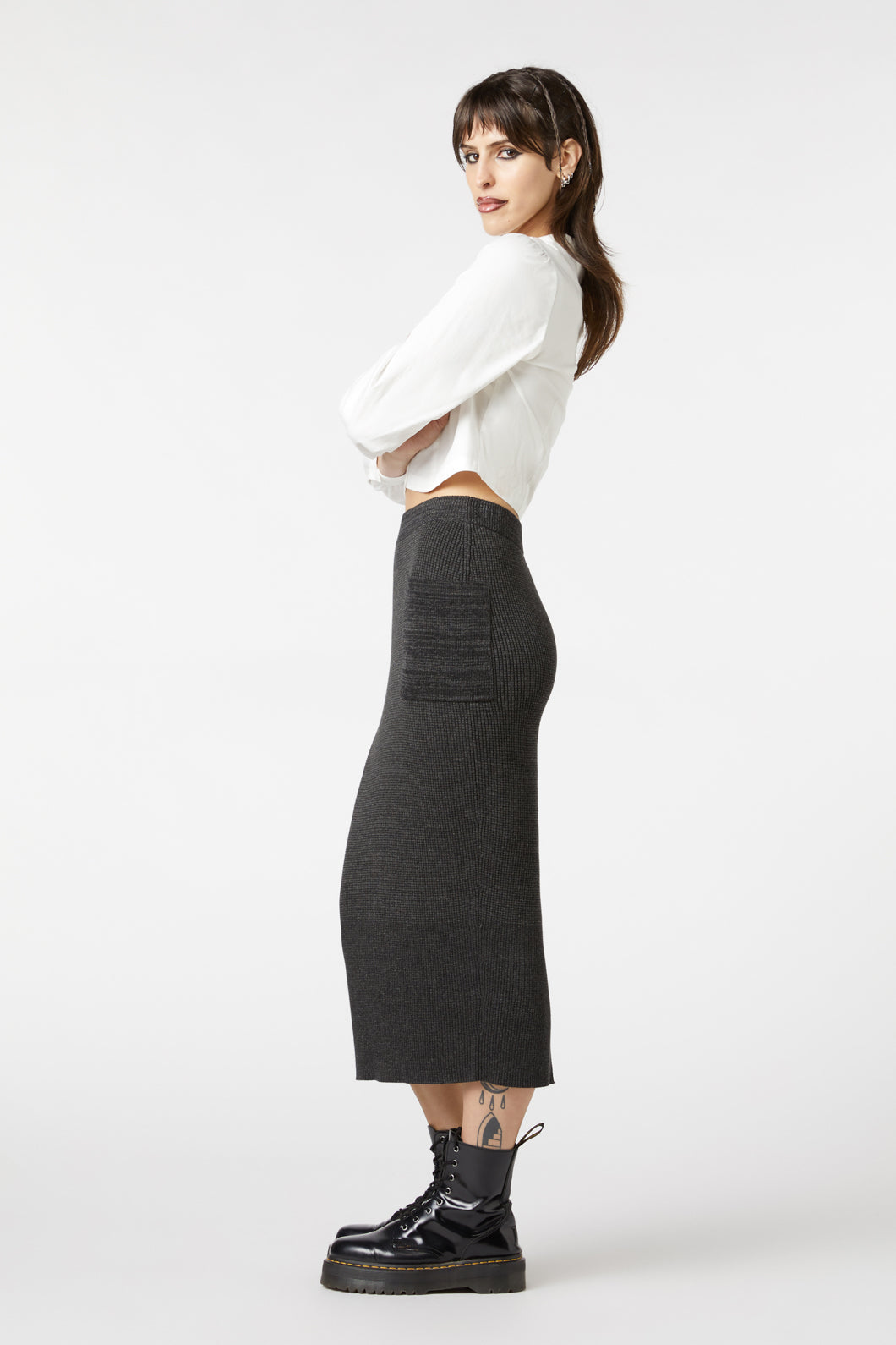 Dangerfield - Moon Sign Knit Skirt - charcoal