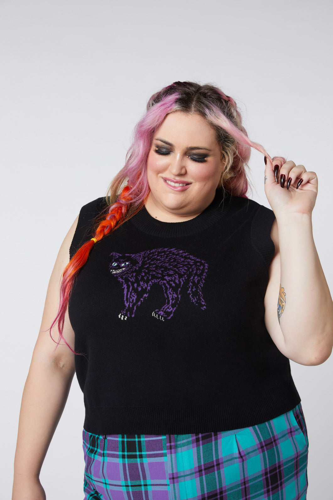 Dangerfield - Curve Grinning Cat Placement Vest - black
