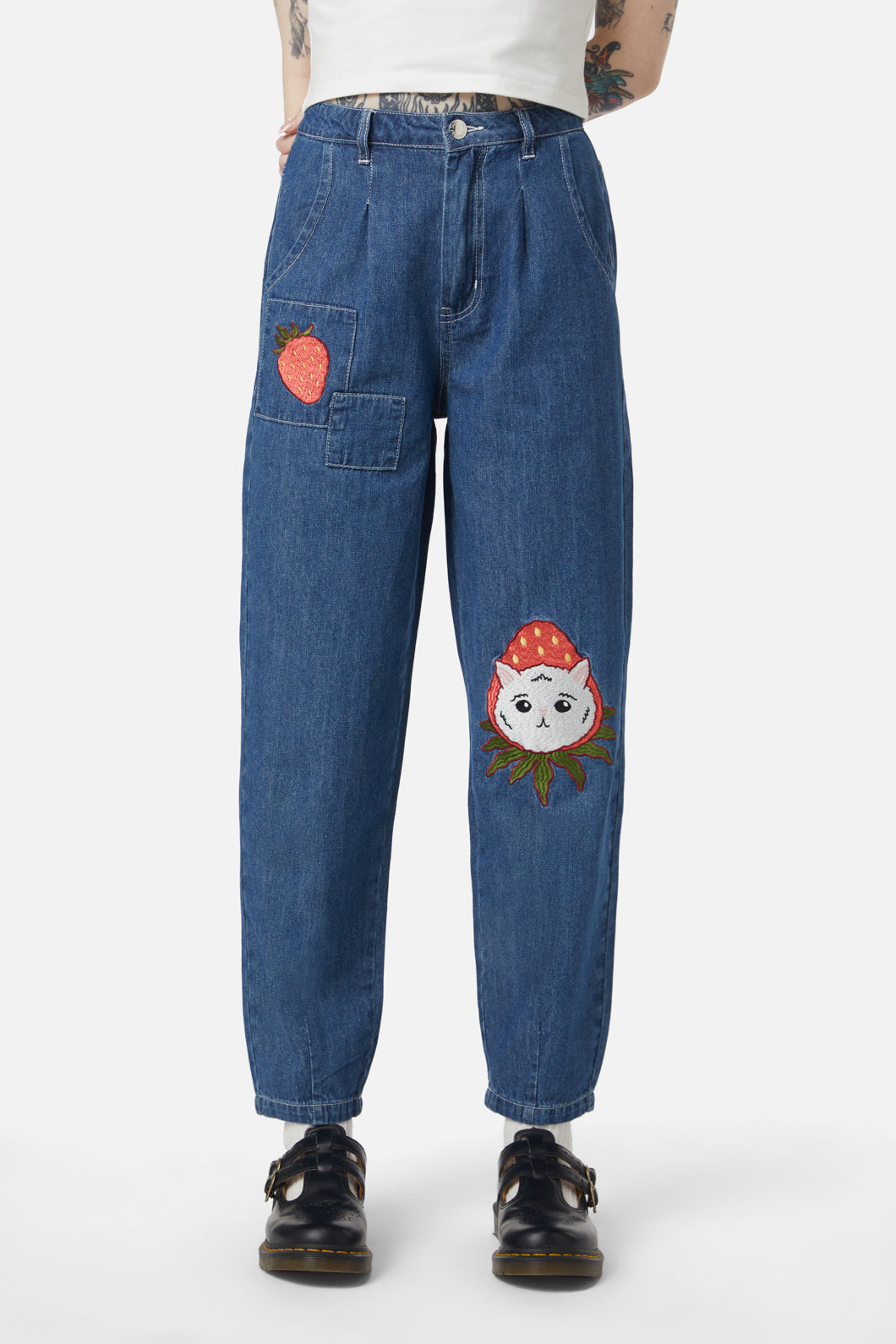 Dangerfield - Strawberry Patch Peg Leg Jeans - blue