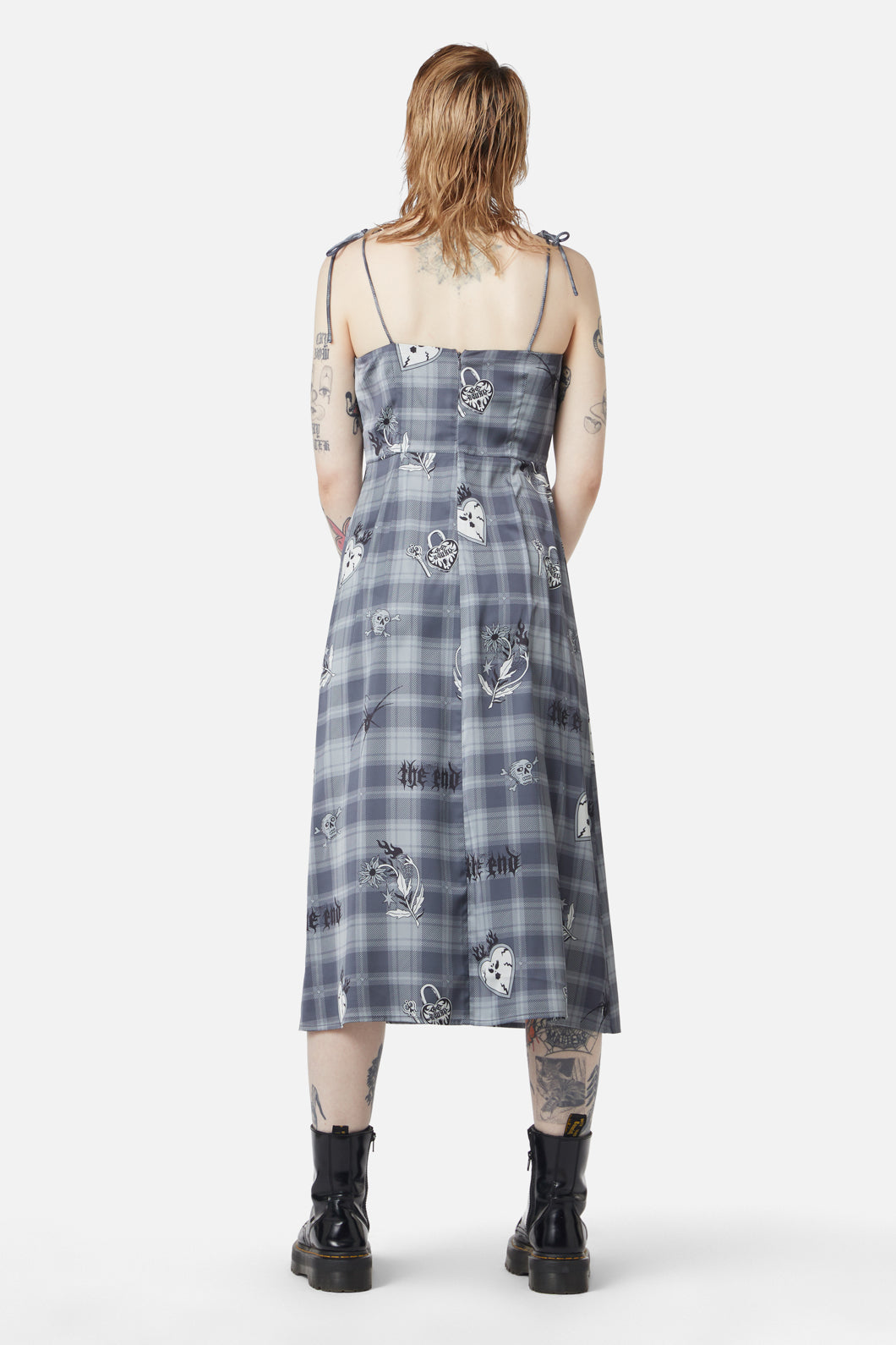 Dangerfield - Love Her Printed Satin Split Dress - grey