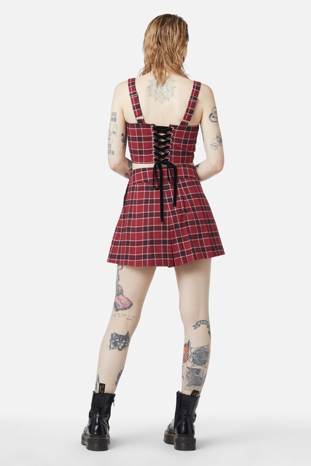 Dangerfield - Revenge Tartan Corset Top - maroon
