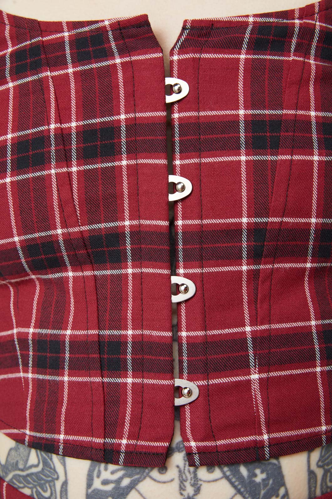 Dangerfield - Revenge Tartan Corset Top - maroon