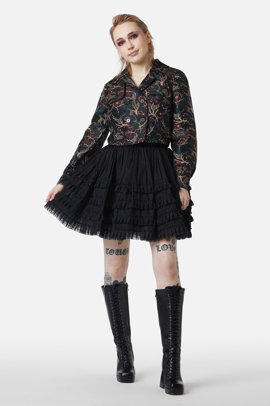 Dangerfield - Satis Ruin Crop Jacket - black-green