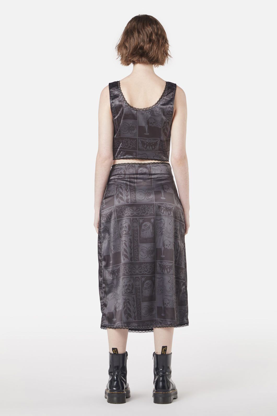 Dangerfield - Ruined Mansion Satin Brocade Corset - black-grey