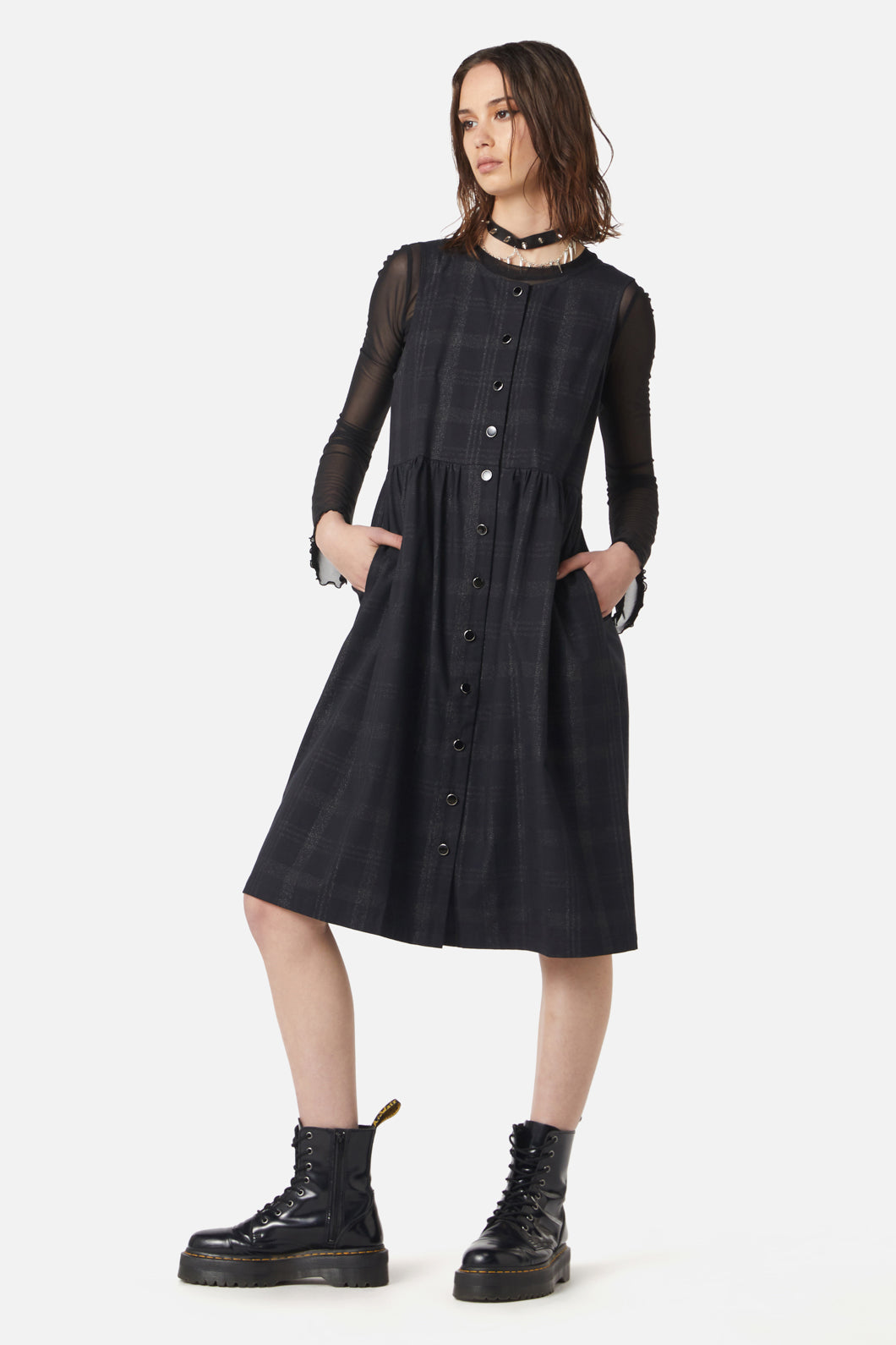 Dangerfield - High Society Tartan Pinny Dress - black