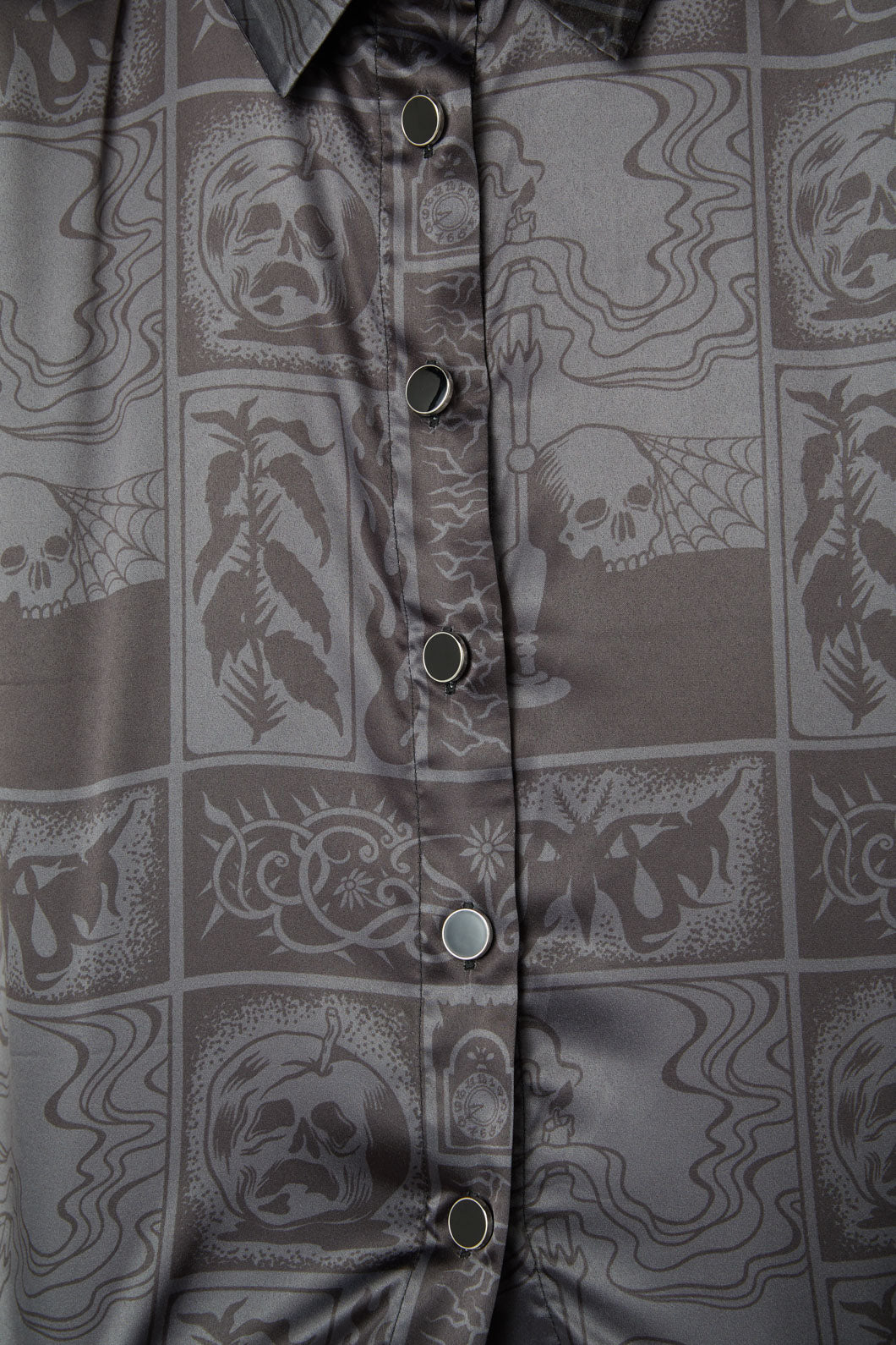 Dangerfield - Ruined Mansion Satin Brocade Blouse - black-grey