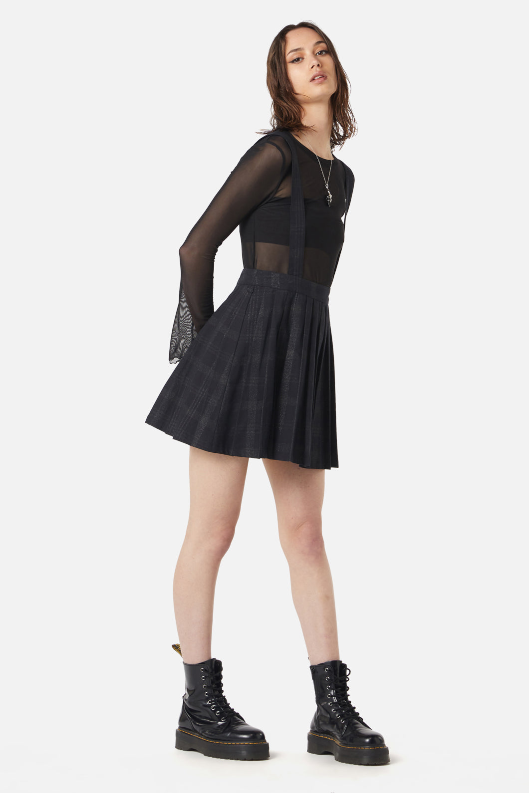 Dangerfield - High Society Pleated Tartan Skirt - black