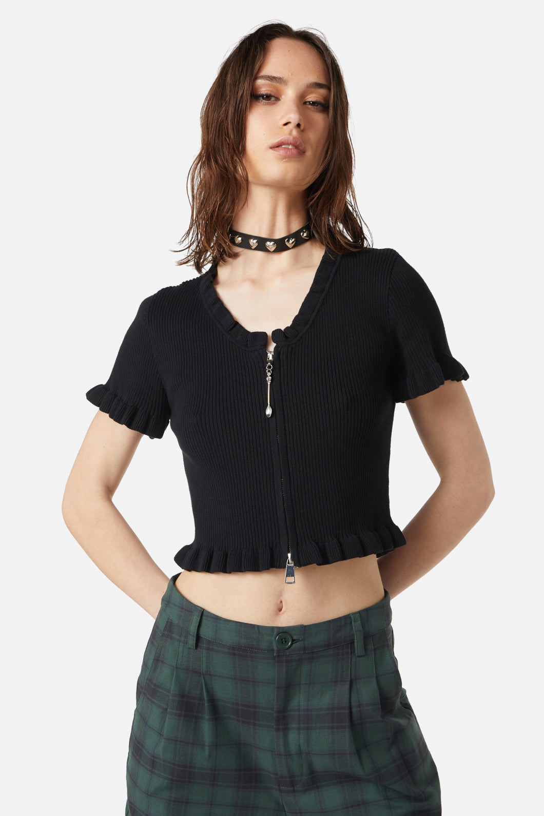 Dangerfield - Spoon Charm Frill Knit - black