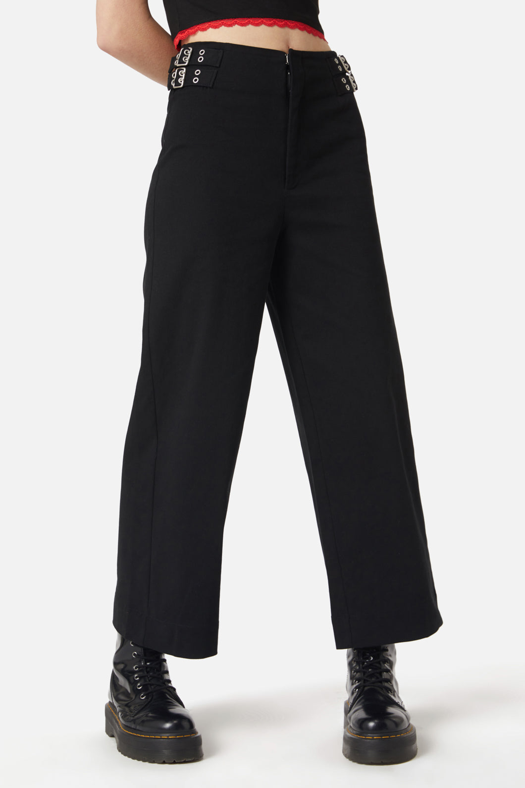 Dangerfield - Wide Leg Buckle Pant - black